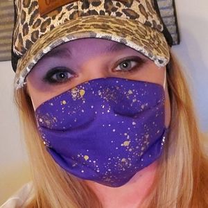 Purple and gold face cover